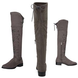Sam Edelman Circus Grey Embroidered Knee High Boot